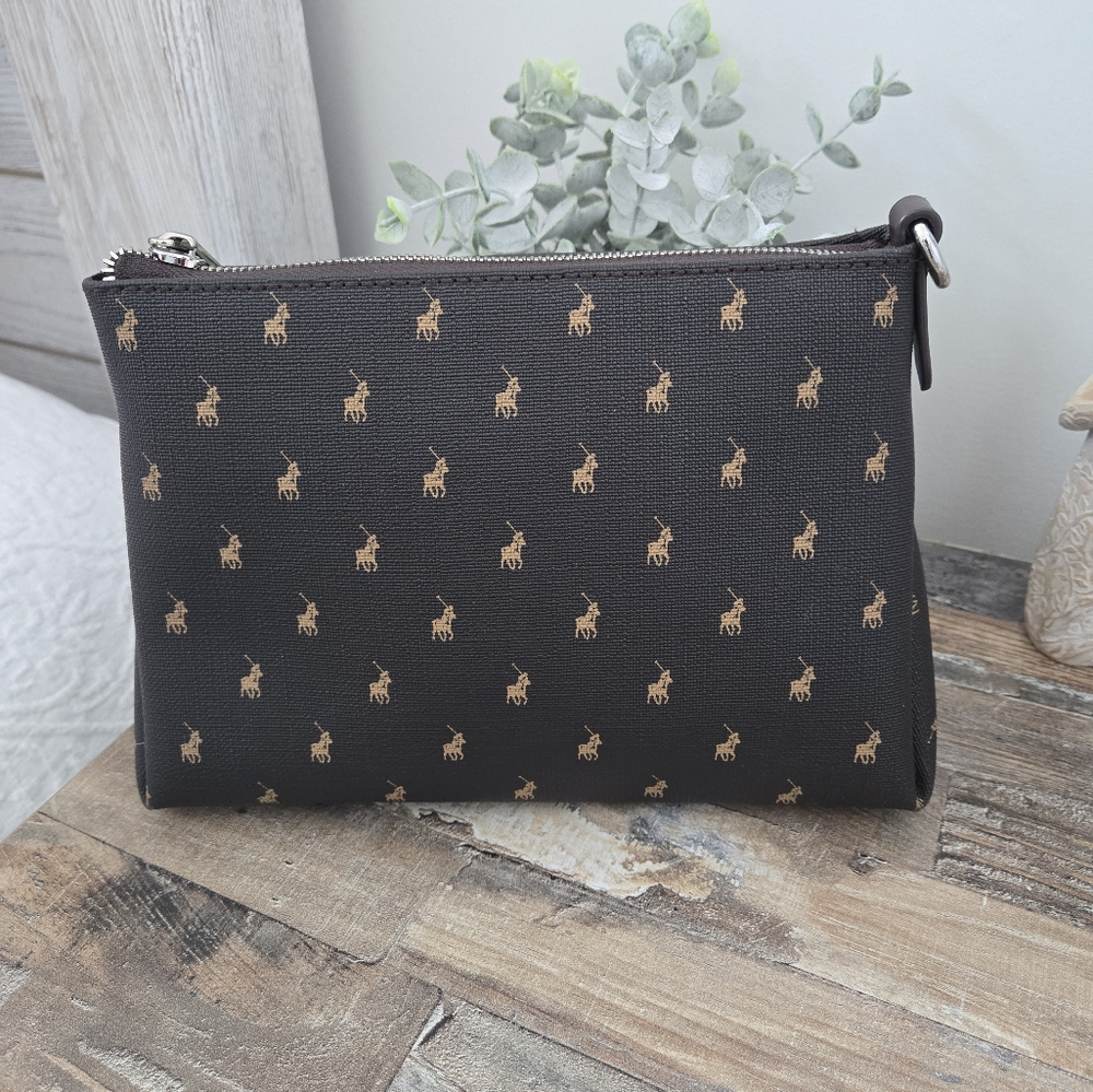 Polo Brown And Tan Patterned Woman's Cosmetic Bag
